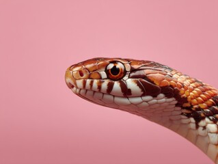Obraz premium corn snake beautiful breed isolated on pink