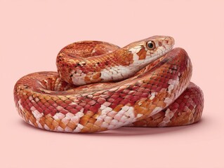 Obraz premium corn snake beautiful breed isolated on pink