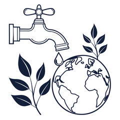 Water conservation earth planet tap leaves environment ecology