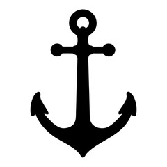 Classic black silhouette of a ship anchor on a white background