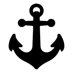 Bold Black Anchor Design on White Background, A Nautical Symbol Illustration