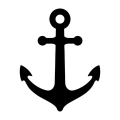 Simple silhouette of an anchor, representing stability, safety, and nautical theme