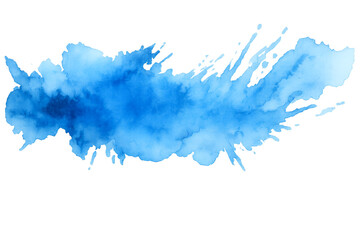 blue paint brush strokes in watercolor isolated against transparent