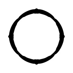 Abstract Black Circle Frame with Ornamental Details on a White Background