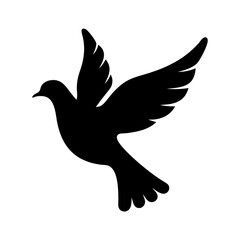 Peace dove in elegant silhouette with outstretched wings as a symbol of hope