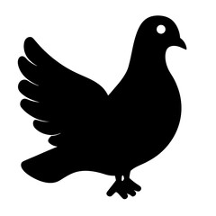 Simple Black Silhouette of a Dove with Open Wings Standing Proudly