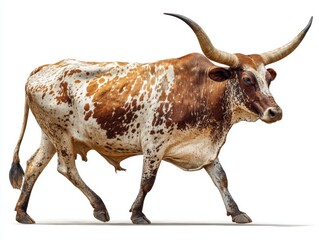 khillari long horn india cattle cow breed isolated on white