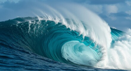 Majestic ocean wave in motion capturing the power and beauty of nature for coastal themes