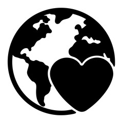 Heart Symbol Overlaying Earth Globe Silhouette Illustrating Environmental Love and Care