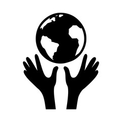 Hands holding the earth symbolize caring for the planet and the future