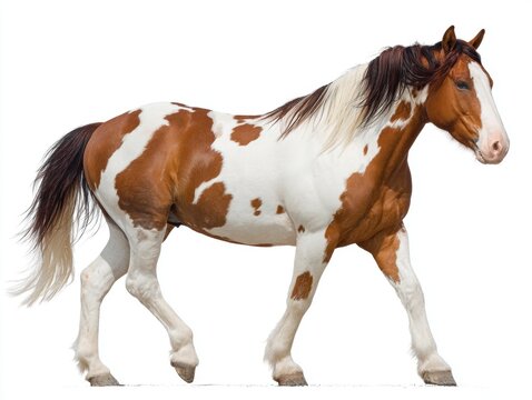 white brown pinto horse breed isolated on white