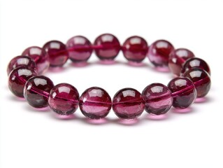 rhodolite gemstone beads bracelet isolated on white
