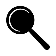 Simple and clean black magnifying glass icon on a white background