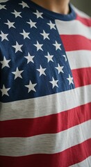 Fototapeta premium Close-up of shirt with American flag design for July 4