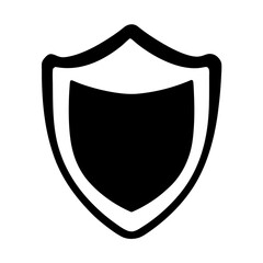 Stylized black and white shield with bold outline for protection representation