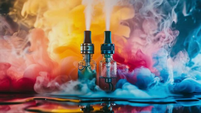 A vape hardware thats been dissected and coloured liquid, Generative AI Videos.