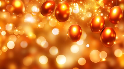 Golden Easter Eggs Festive Background.