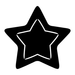 Stylized Black and White Star with Inner Line and Rounded Edges Symbol