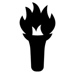 Stylized black torch silhouette representing inspiration, guidance, illumination, and passion