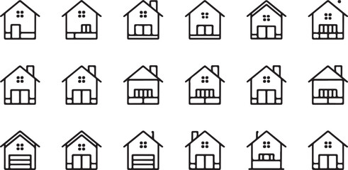 Collection of House Icons Line Art Simple Home Symbols