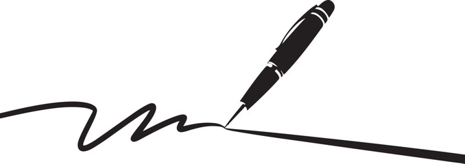 Black Pen Signing a Document Signature Illustration