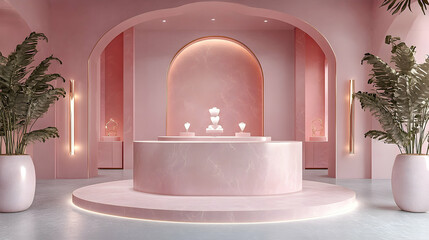 Pink jewelry store interior design.