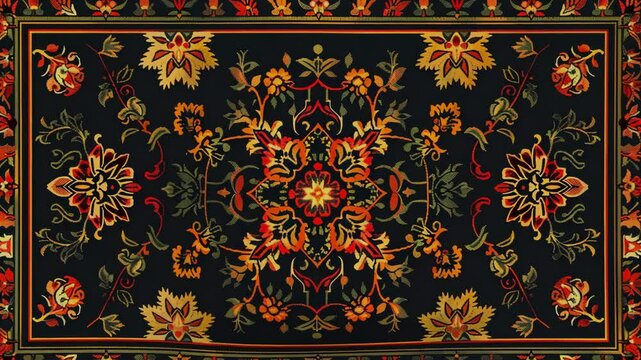 An old russian pattern carpet pattern drawing Geometric, Generative AI Videos.