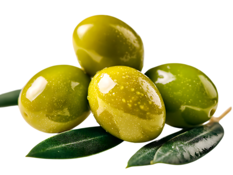 Glistening Green Olives Arranged in Artistic Style