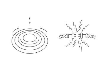 Symbolic illustration of energy fields and electrical connection with abstract linear graphics
