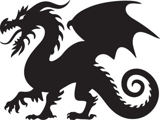 Black Dragon Silhouette Vector Illustration Graphic Design