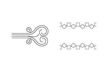 Elegant black and white vector design elements with swirls and geometric border motifs