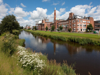Fototapeta premium Cityscape or industrial scene in Hengelo, Netherlands