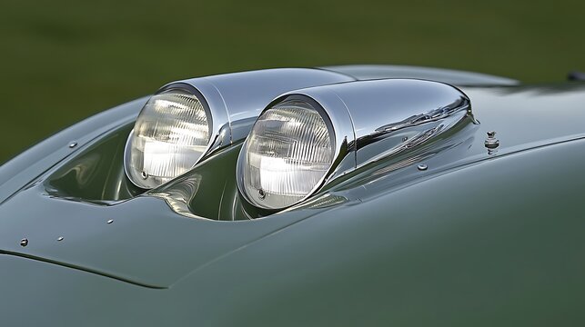 Fototapeta Classic Car Headlights with Closeup.