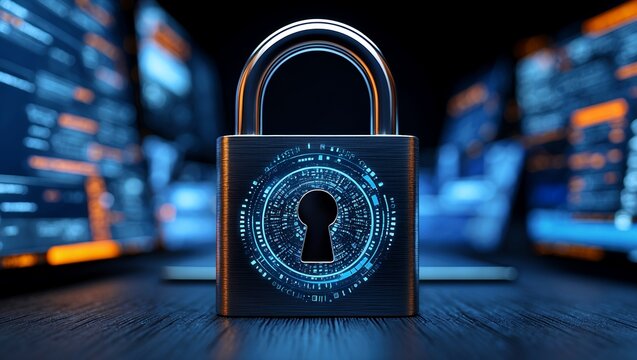 A padlock representing cybersecurity in a digital world