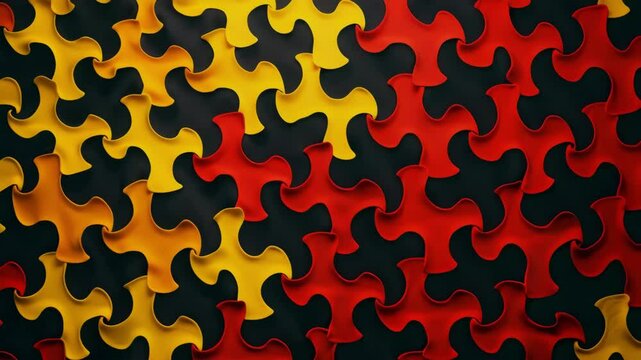 An original pattern, but become clearer, mainly red, yellow and black colors, Generative AI Videos.