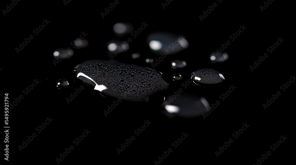 Leinwandbilder Water droplets are captured in sharp detail mid-air, creating a stunning visual effect against a dark background that emphasizes their elegance and motion