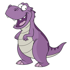 Fat purple dinosaur laughing happily on white background. Adobe Illustrator Artwork