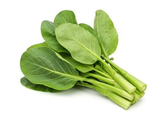 Fresh chinese broccoli, also known as gai lan, isolated on white background