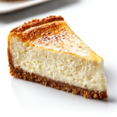 Slice of cheesecake isolated on white background