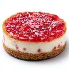Strawberry cheesecake isolated on white background