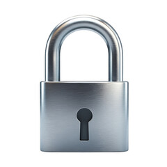 Silver Padlock with Keyhole on a White Background, Symbolizing Security and Protection on transparent background
