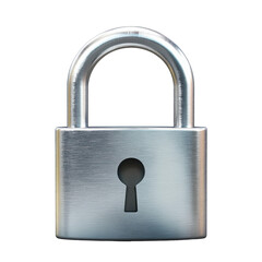 Silver Padlock with Keyhole for Security and Protection in a Minimalist Design on transparent background