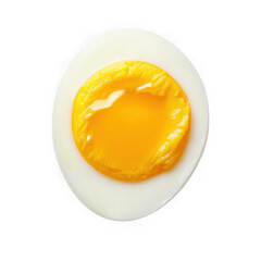 Sectional view of a perfectly cooked egg on transparent background