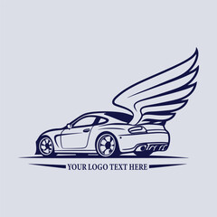 Flying Car Logo Concept for Automotive Branding.