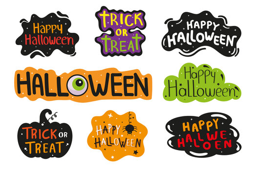 Orange And Black happy halloween trick treat spooky halloween Stickers Set