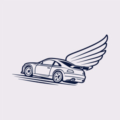 Flying Car Logo Concept for Automotive Branding.
