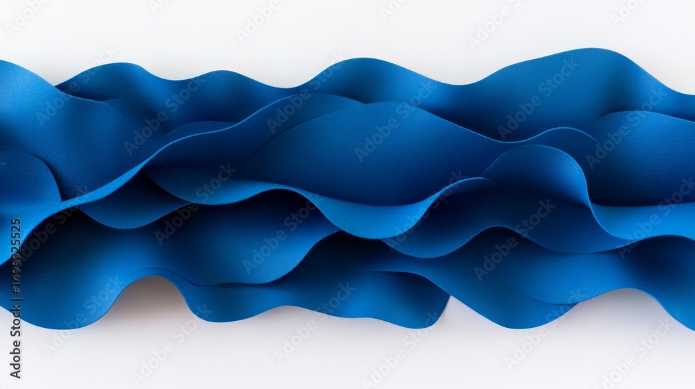 Leinwandbilder Smooth blue wave patterns with soft gradients form a tranquil and modern abstract design, perfect for conveying calmness and sophistication in any setting
