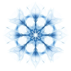 Intricate Blue Floral Mandala Design with Delicate Patterns and Symmetry for Artistic Inspiration on transparent background