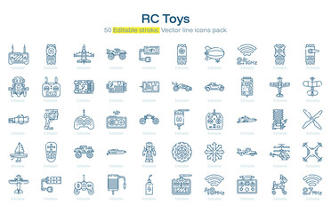 RC Toys line icon pack. RC Toys Stroke icon set. Editable Stroke icon
