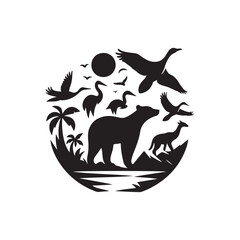wildlife protection vector silhouette clip art logo design illustration. world environment day collection